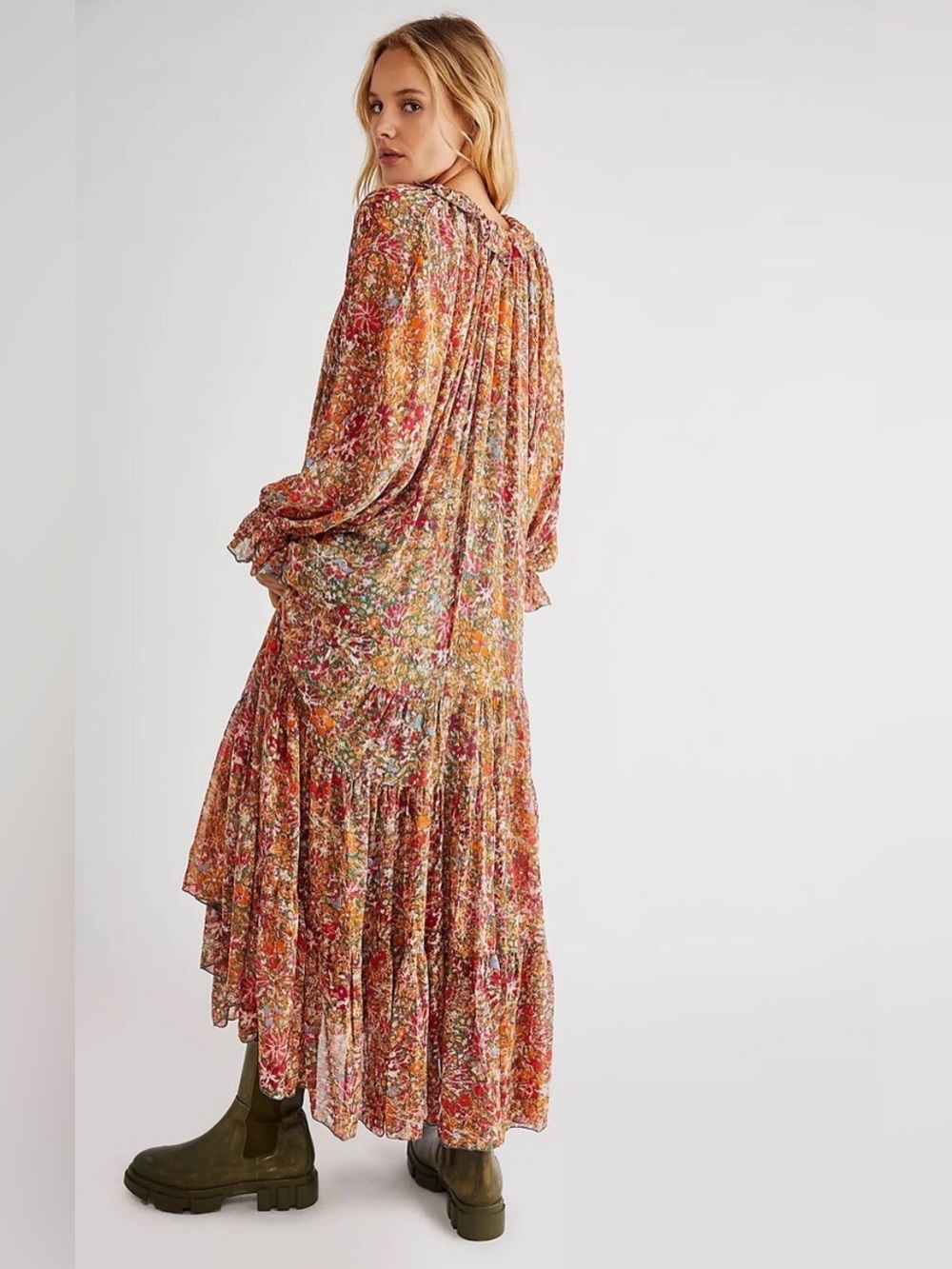 Free People Feeling Groovy Maxi Dress Size Medium Orange - Picture 2 of 7